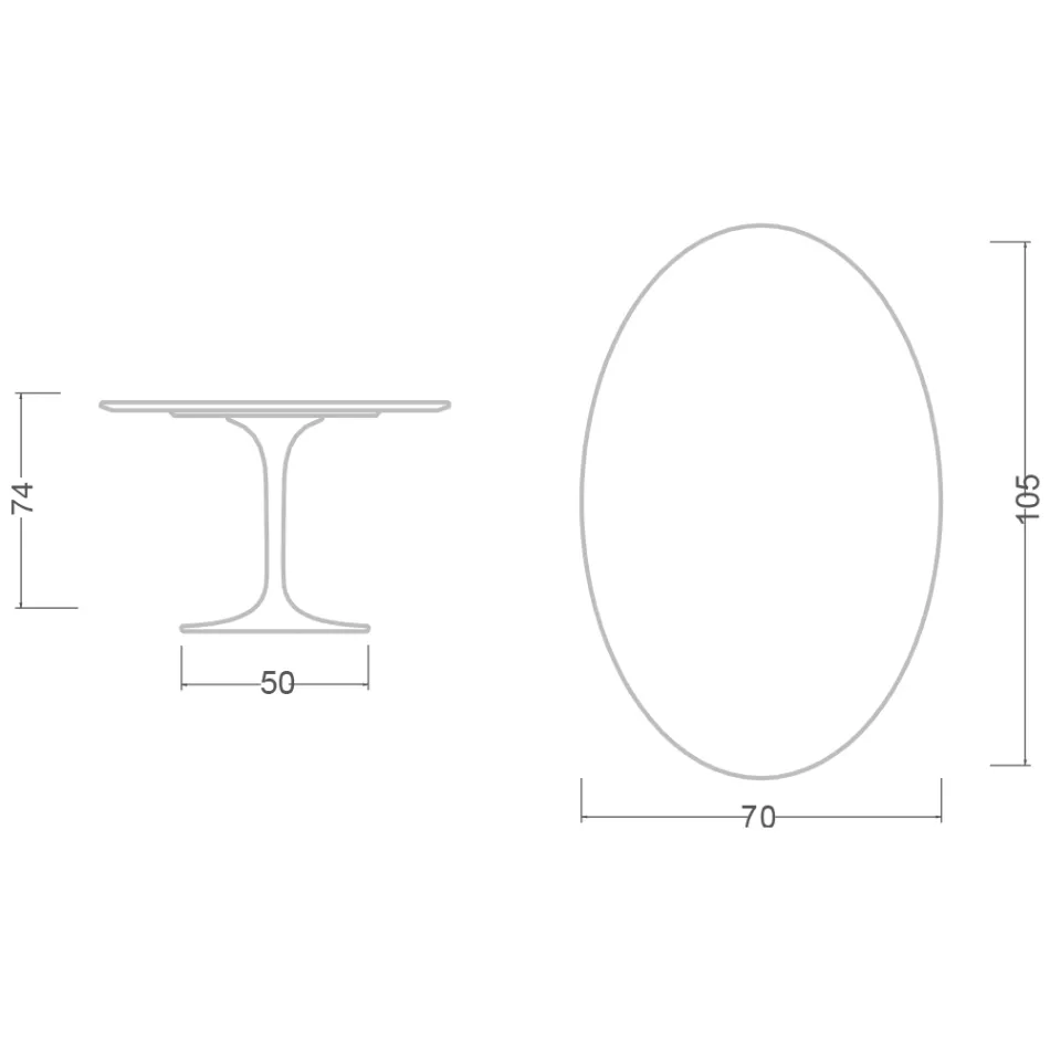 Tulpentisch Eero Saarinen H 73 Oval aus Keramik Kira Made in Italy - Scharlachrot Viadurini