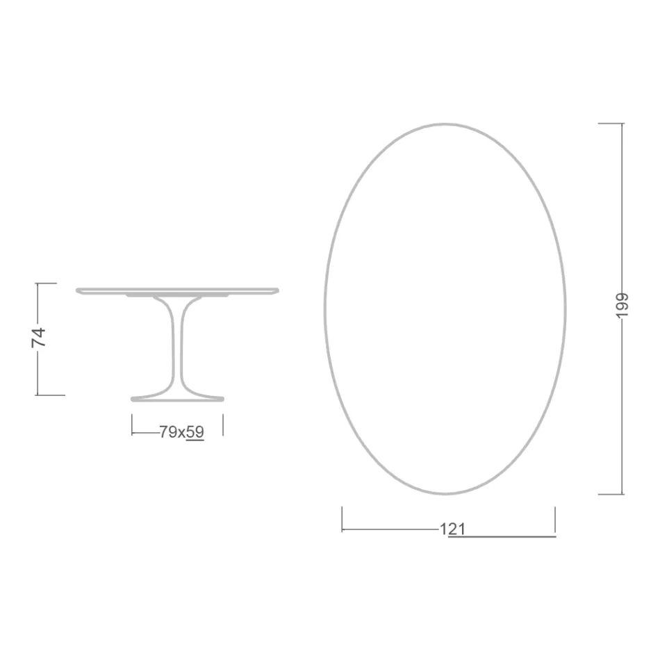 Tulpentisch Eero Saarinen H 73 Oval in Keramik Marquinia Made in Italy - Scharlachrot Viadurini