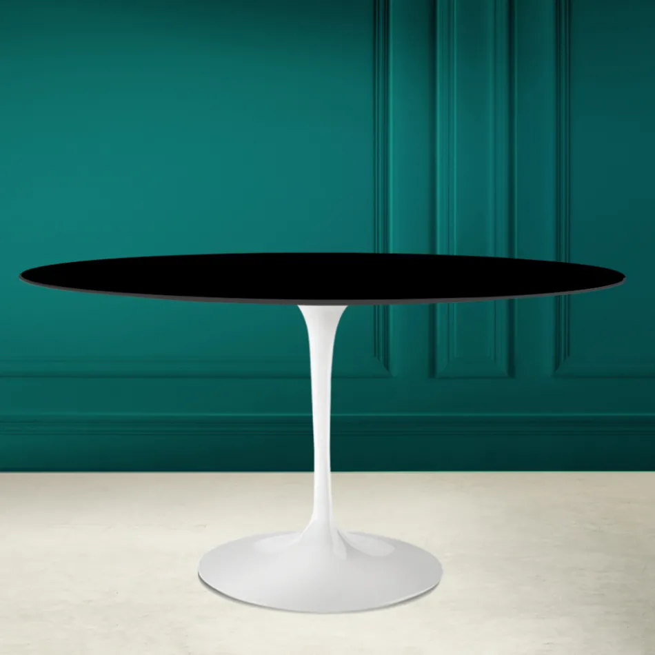 Tulpentisch Eero Saarinen H 73 Oval in absolutem Schwarz Keramik Made in Italy - Scharlachrot Viadurini