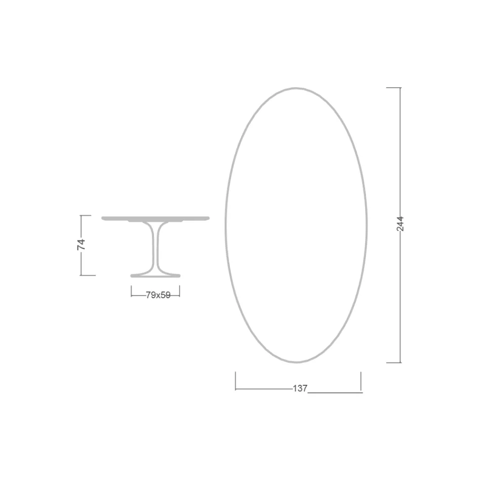 Tulpentisch Eero Saarinen H 73 Oval in absolutem Schwarz Keramik Made in Italy - Scharlachrot Viadurini