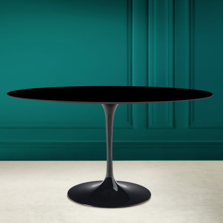 Tulpentisch Eero Saarinen H 73 Oval aus absolut schwarzer Keramik, hergestellt in Italien – Scharlachrot Viadurini