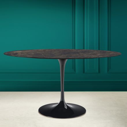 Tulpentisch Eero Saarinen H 73 Oval aus Keramik Noir Desire Made in Italy - Scharlachrot Viadurini