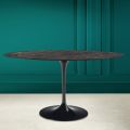 Tulip Eero Saarinen H 73 Ovaler Tisch aus Noir Desire Keramik, hergestellt in Italien – Scharlachrot