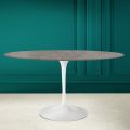 Tulip Eero Saarinen H 73 Ovaler Tisch aus Keramik, Steingrau, hergestellt in Italien – Scharlachrot