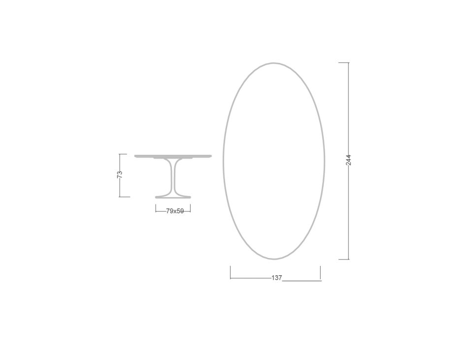 Tulpentisch Eero Saarinen H 73 Oval aus grauer Steinkeramik, hergestellt in Italien – Scharlachrot Viadurini