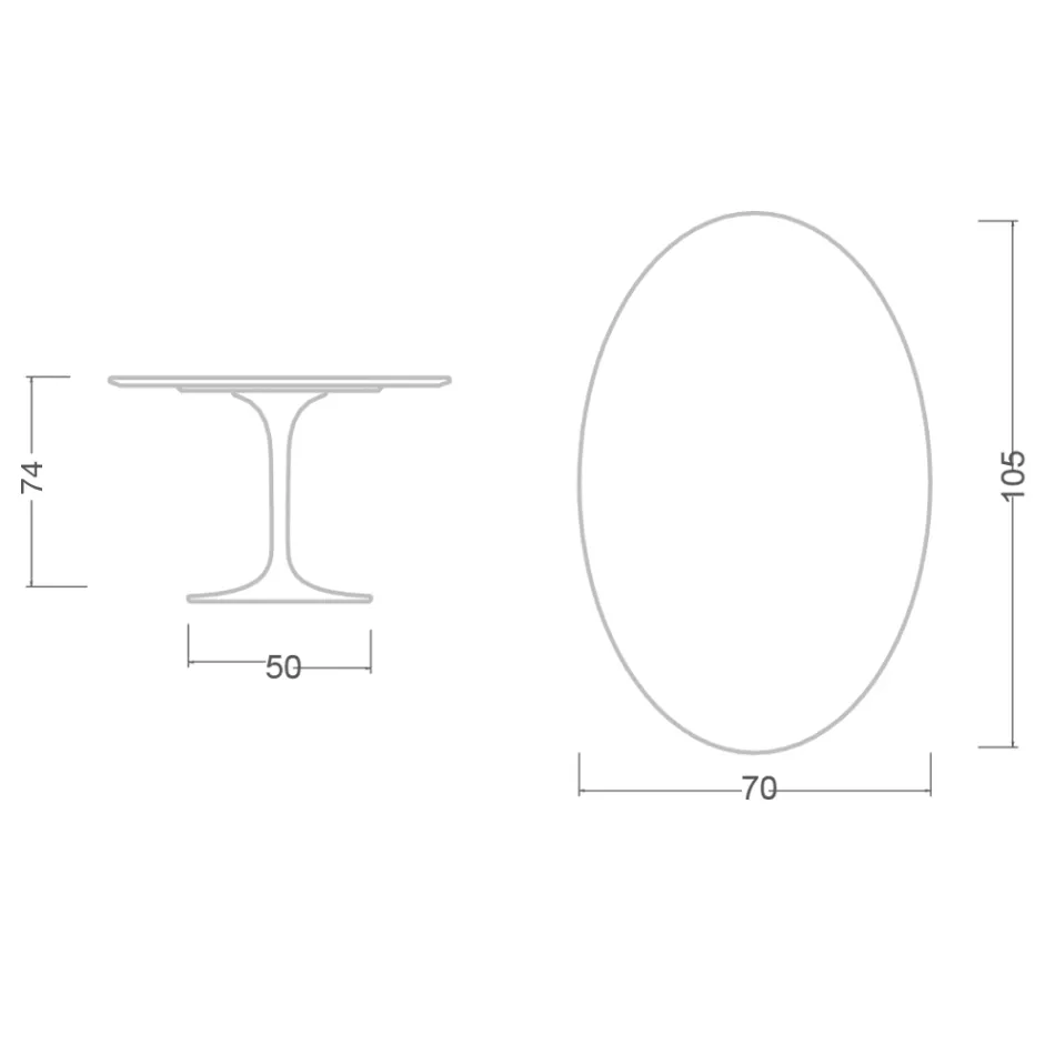 Tulpentisch Eero Saarinen H 73 Oval aus Keramik Pietra Grau Made in Italy - Scharlachrot Viadurini