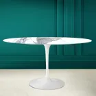 Tulpentisch Eero Saarinen H 73 Oval aus Statuario Altissimo Keramik Made in Italy - Scharlachrot Viadurini