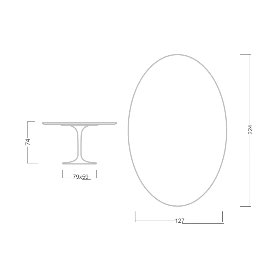Tulpentisch Eero Saarinen H 73 Oval aus Statuario Altissimo Keramik Made in Italy - Scharlachrot Viadurini