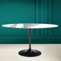 Tulip Eero Saarinen H 73 Ovaler Tisch, Keramikstatuen Altissimo, hergestellt in Italien – Scharlachrot