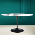 Tulpentisch Eero Saarinen H 74 Oval aus Statuario-Keramik Altissimo Made in Italy - Scharlachrot