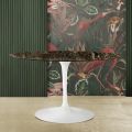 Tulip Eero Saarinen H 73 Ovaler Tisch aus dunklem Emperador-Marmor, hergestellt in Italien – Scharlachrot