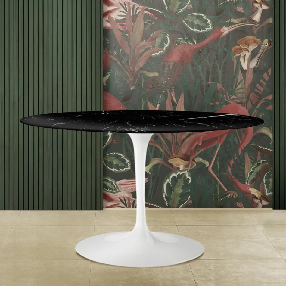 Eero Saarinen Tulip Tisch H 73 Oval aus schwarzem Marquinia Marmor Made in Italy - Scharlachrot Viadurini