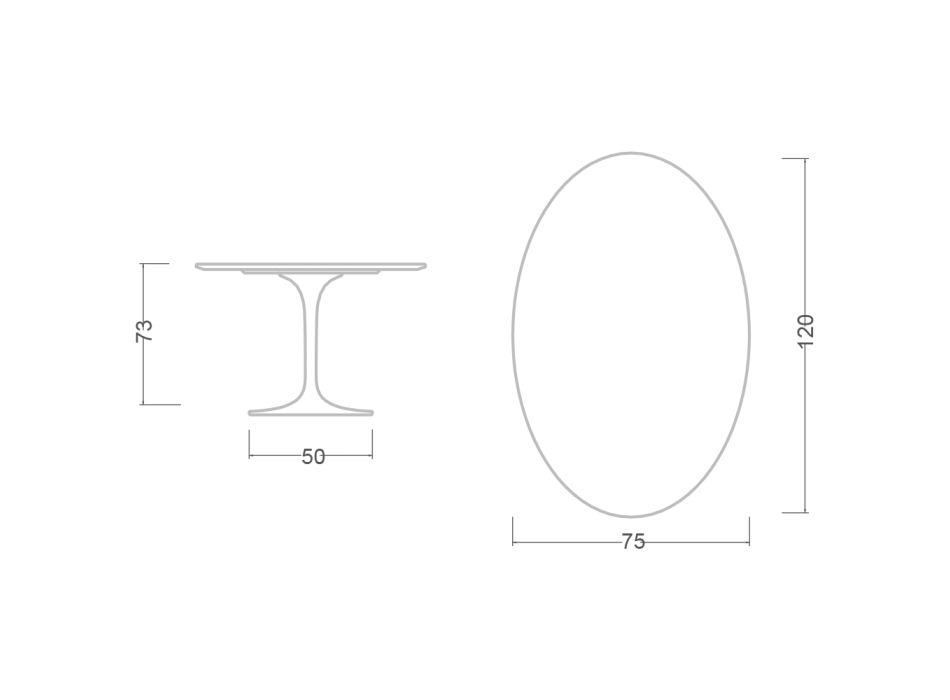 Tulpentisch Eero Saarinen H 73 Oval aus schwarzem Marquinia-Marmor, hergestellt in Italien – Scharlachrot Viadurini