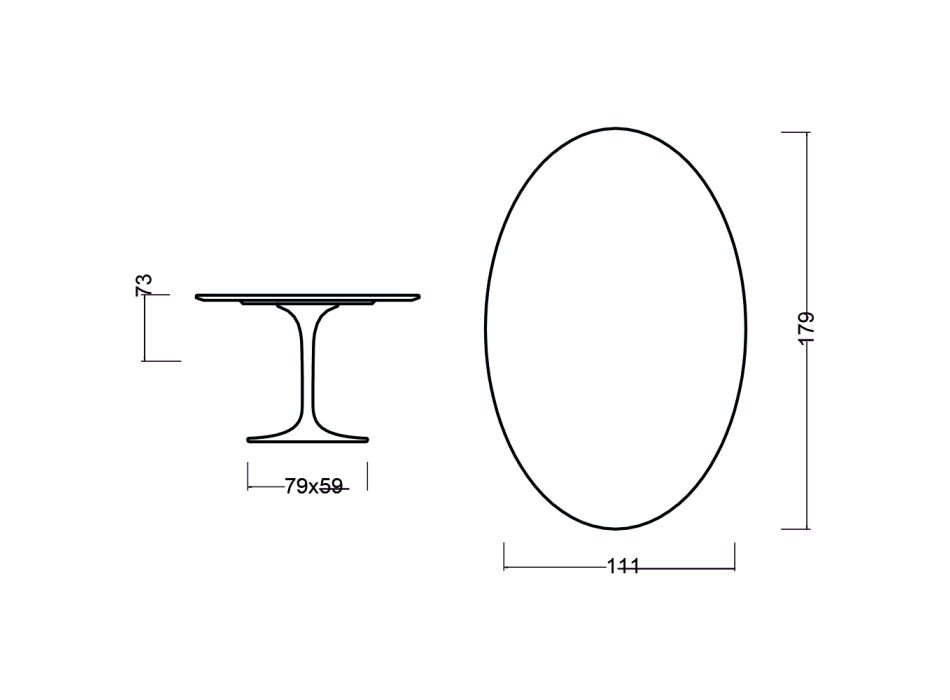 Tulpentisch Eero Saarinen H 73 Oval aus Natureiche, hergestellt in Italien – Scharlachrot Viadurini