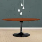 Tulpentisch Eero Saarinen H 73 Oval in Kirsche gebeizt Eiche Made in Italy - Scharlachrot Viadurini