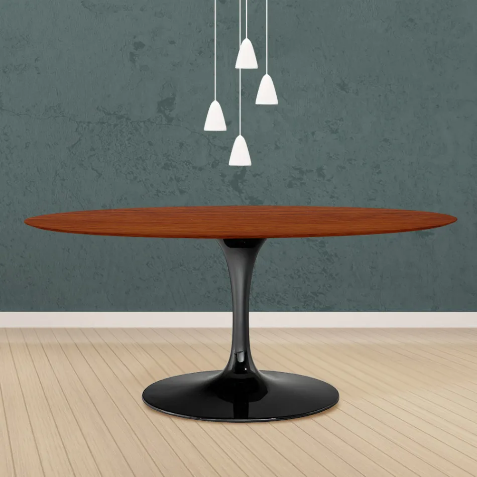 Tulpentisch Eero Saarinen H 73 Oval in Kirsche gebeizt Eiche Made in Italy - Scharlachrot Viadurini