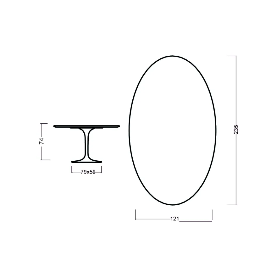 Tulpentisch Eero Saarinen H 73 Oval aus schwarz gebeizter Eiche Made in Italy - Scharlachrot Viadurini