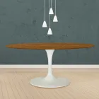 Eero Saarinen Tulpentisch H 73 Oval aus heller, nussbaumfarben gebeizter Eiche Made in Italy - Scharlachrot Viadurini