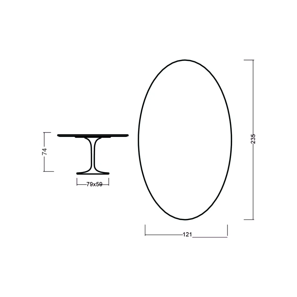 Eero Saarinen Tulip Tisch H 73 Oval in Eiche dunkel nussbaum gebeizt Made in Italy - Scharlachrot Viadurini