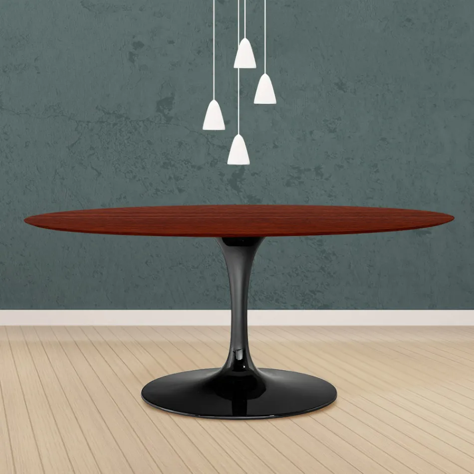 Eero Saarinen Tulip Tisch H 73 Oval in Palisander gebeizt Eiche Made in Italy - Scharlachrot Viadurini