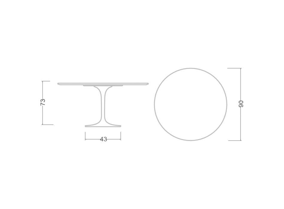 Eero Saarinen Runder Tulpentisch H 73 aus weißem Flüssiglaminat, hergestellt in Italien – Scharlachrot Viadurini