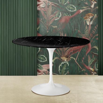 Eero Saarinen Tulip Tisch H 73 Rund aus schwarzem Marquinia Marmor Made in Italy - Scharlachrot Viadurini