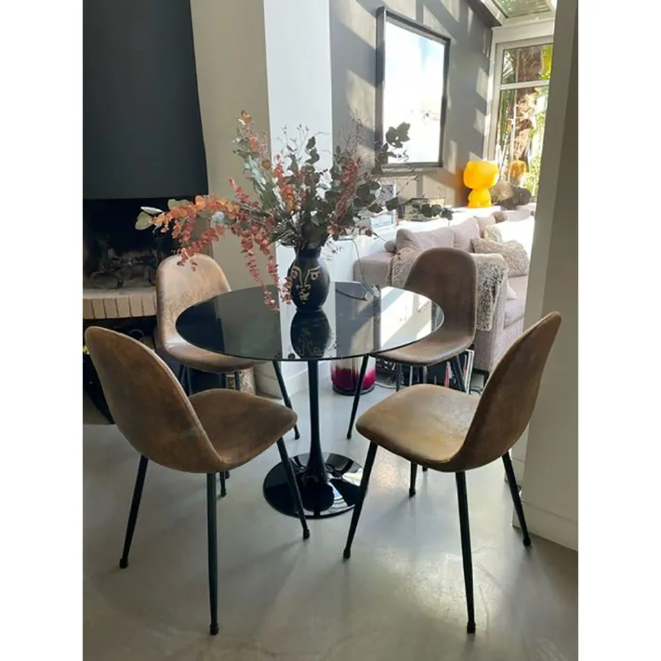 Eero Saarinen Tulip Tisch H 73 Rund aus schwarzem Marquinia Marmor Made in Italy - Scharlachrot Viadurini