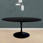 Tulpentisch Eero Saarinen H 73 Rund aus schwarz gebeizter Eiche Made in Italy - Scharlachrot Viadurini