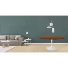 Eero Saarinen Tulip Tisch H 73 Rund in Eiche dunkel Nussbaum gebeizt Made in Italy - Scharlachrot Viadurini