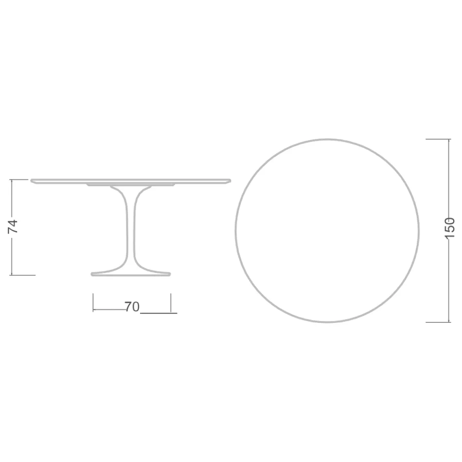 Eero Saarinen Tulip Tisch H 74 mit schwarzer MDF-Platte aus Flüssiglaminat - Scharlachrot Viadurini