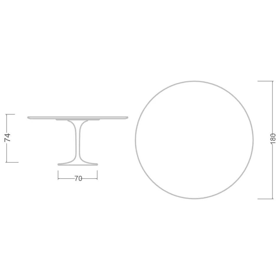 Eero Saarinen Tulip Tisch H 74 mit schwarzer MDF-Platte aus Flüssiglaminat - Scharlachrot Viadurini