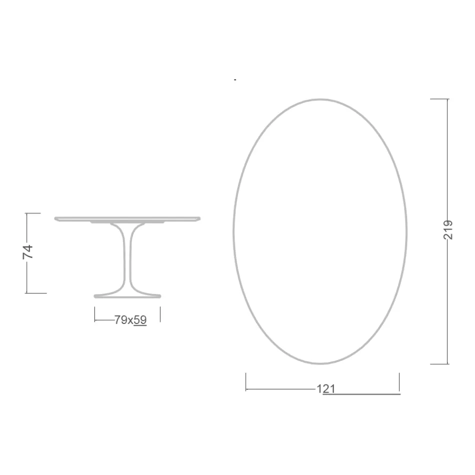 Eero Saarinen Tulpentisch H 74 mit ovaler Platte aus Arabescato-Marmor Made in Italy - Scharlachrot Viadurini