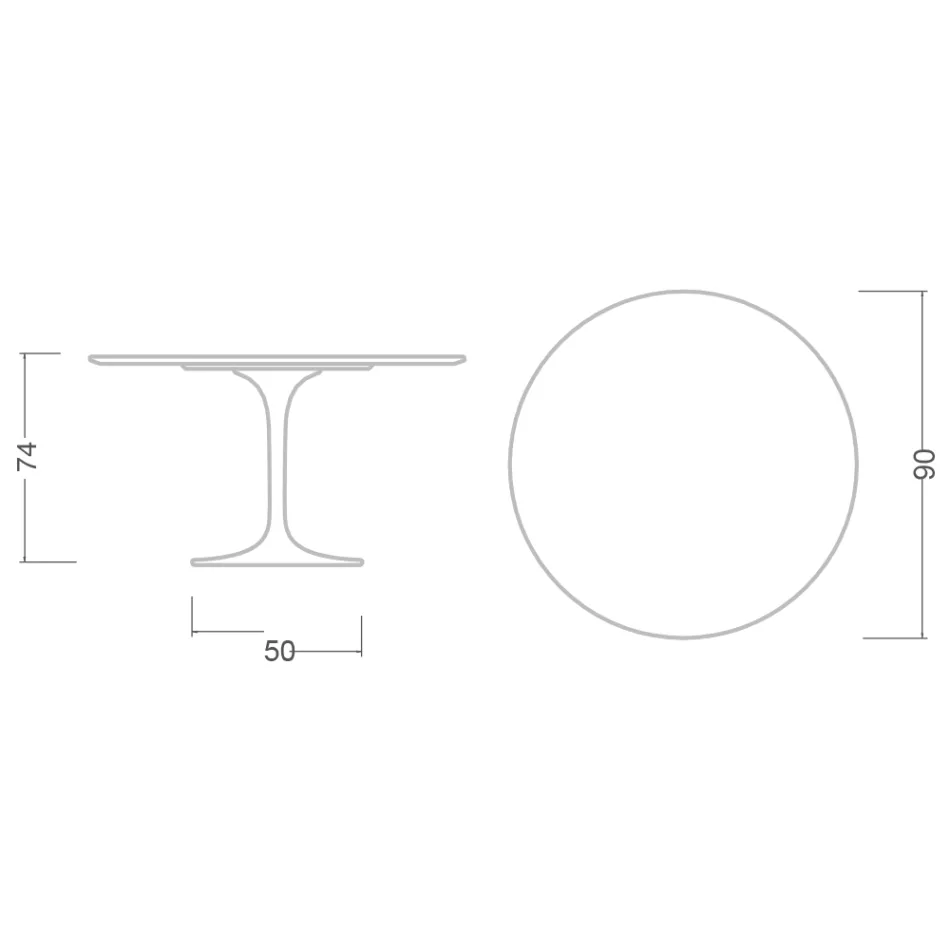 Eero Saarinen Tulip Tisch H 74 in Domoos Keramik Made in Italy - Scharlachrot Viadurini