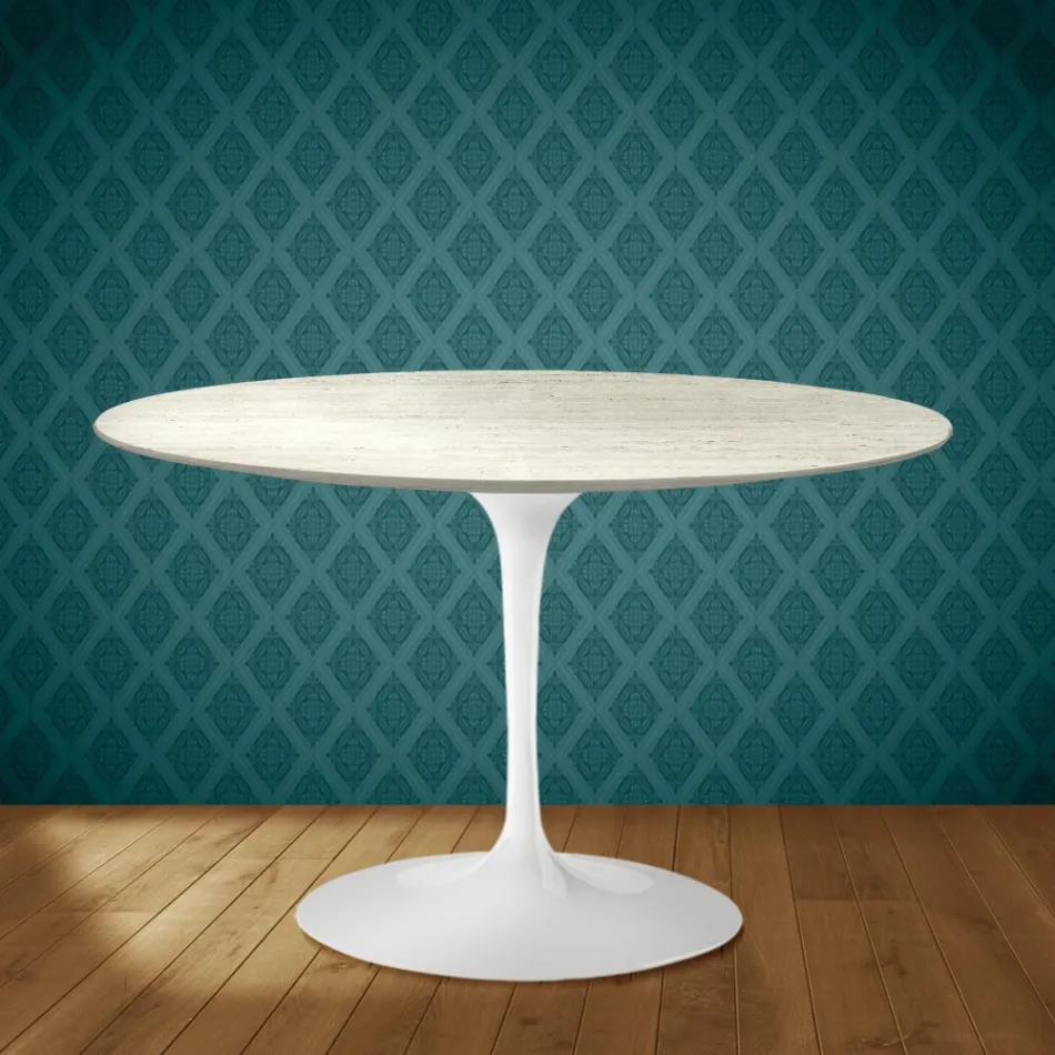 Eero Saarinen Tulpentisch H 74 aus Marmorio-Keramik, hergestellt in Italien - Scharlachrot Viadurini