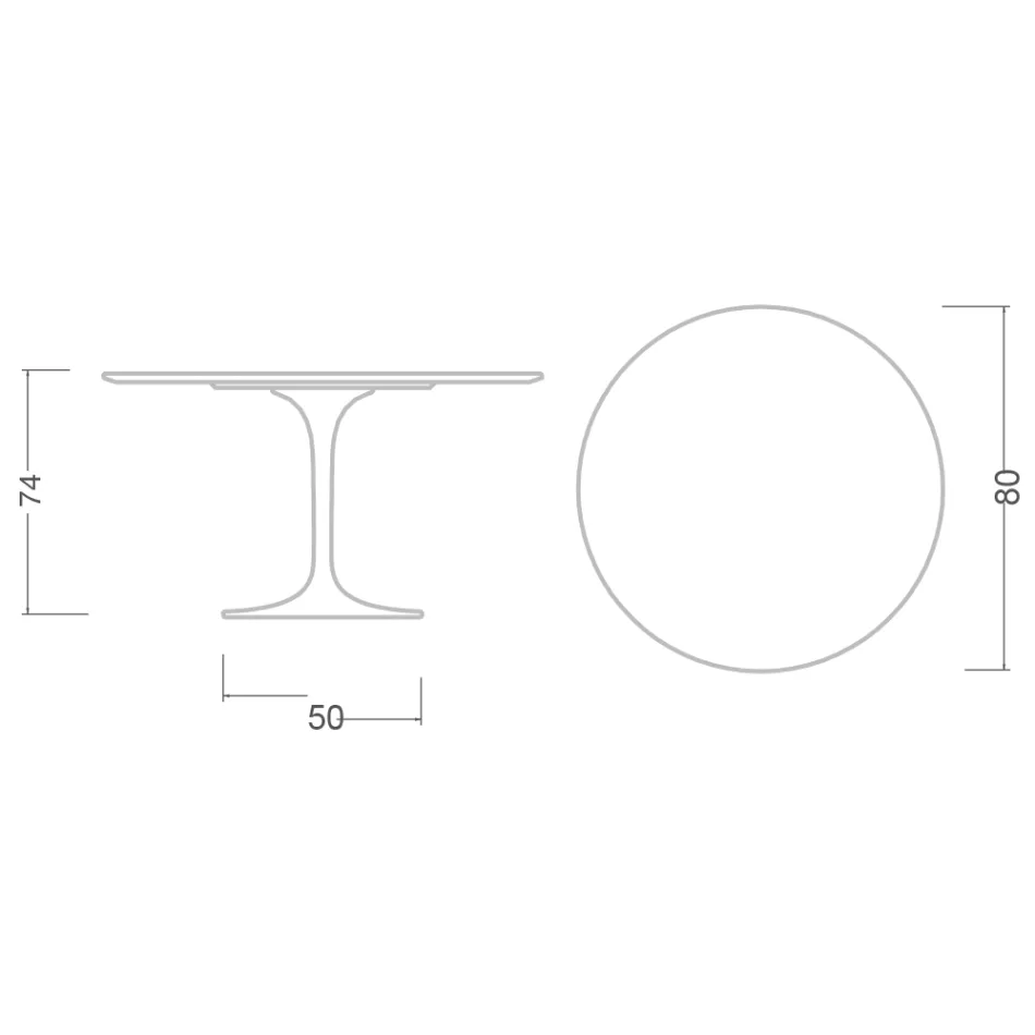 Eero Saarinen Tulpentisch H 74 in Moonè Keramik, hergestellt in Italien - Scharlachrot Viadurini