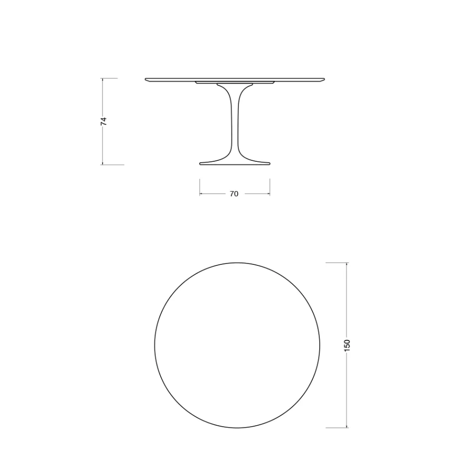 Tulpentisch von Eero Saarinen, H 74, aus Keramik, Morpheus, hergestellt in Italien – Scharlachrot Viadurini