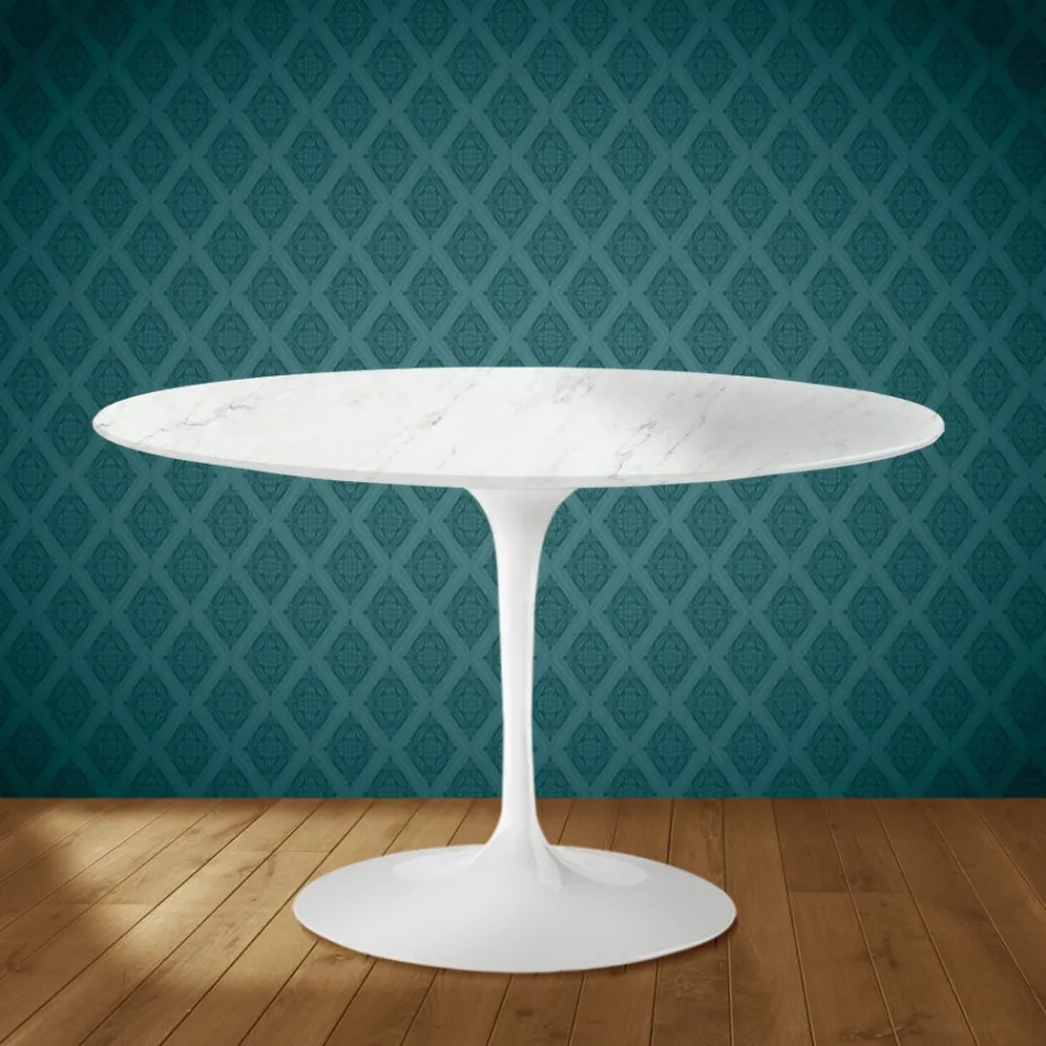 Eero Saarinen Tulpentisch H 74 in Salina Keramik, hergestellt in Italien - Scharlachrot Viadurini
