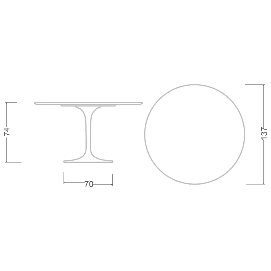 Eero Saarinen Tulpentisch H 74 in Salina Keramik, hergestellt in Italien - Scharlachrot Viadurini