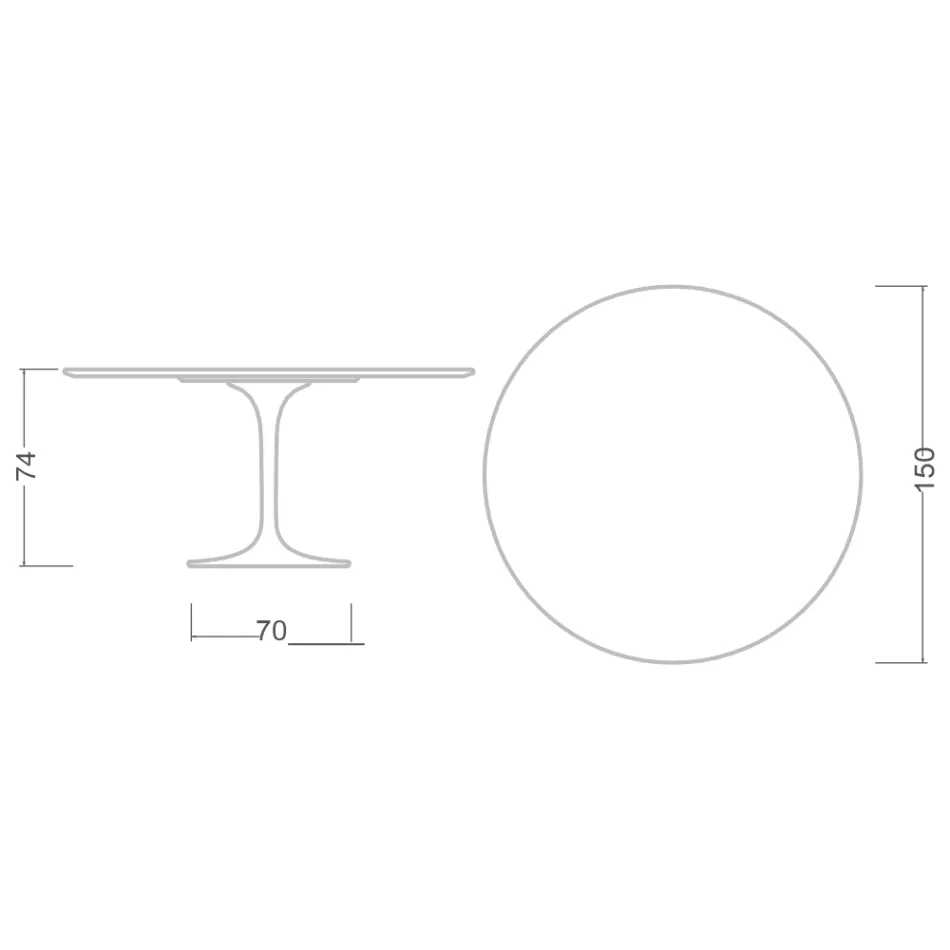 Eero Saarinen Tulip Tisch H 74 aus dunklem Marmor Emperador Made in Italy - Scharlachrot Viadurini