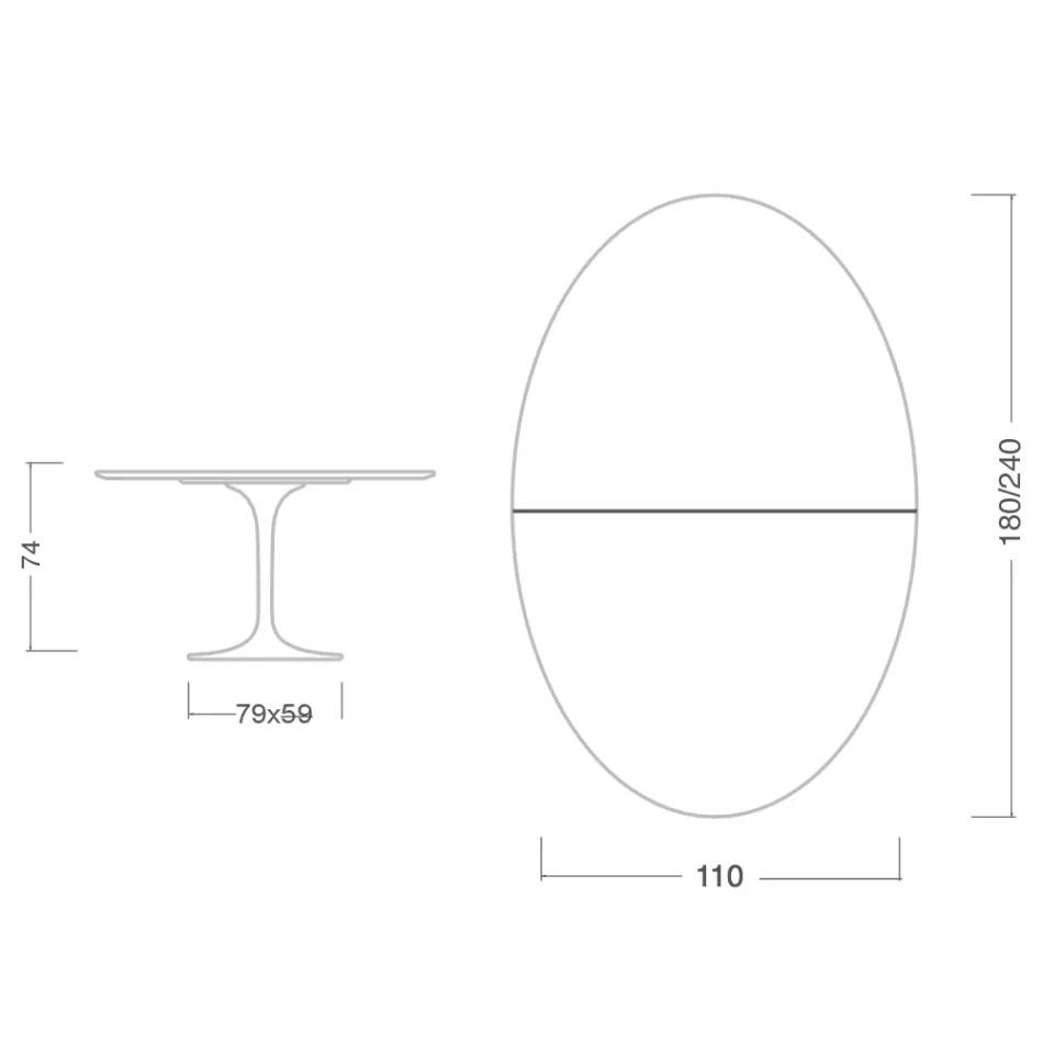 Eero Saarinen Tulip Tisch H 74 Oval ausziehbar aus weißem Flüssiglaminat - Scharlachrot Viadurini