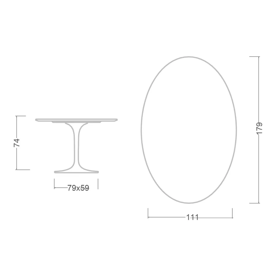 Eero Saarinen Tulip Tisch H 74 Oval aus Keramik Aura 22 Hergestellt in Italien - Scharlachrot Viadurini