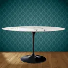 Eero Saarinen Tulip Tisch H 74 Oval aus Keramik Aura 22 Hergestellt in Italien - Scharlachrot Viadurini