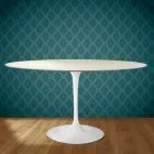 Eero Saarinen Tulip Tisch H 74 Oval aus Marmorio Keramik Hergestellt in Italien - Scharlachrot Viadurini