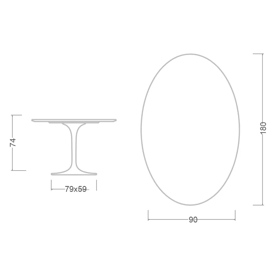 Eero Saarinen Tulpentisch H 74 Oval aus Moonè Keramik, hergestellt in Italien - Scharlachrot Viadurini