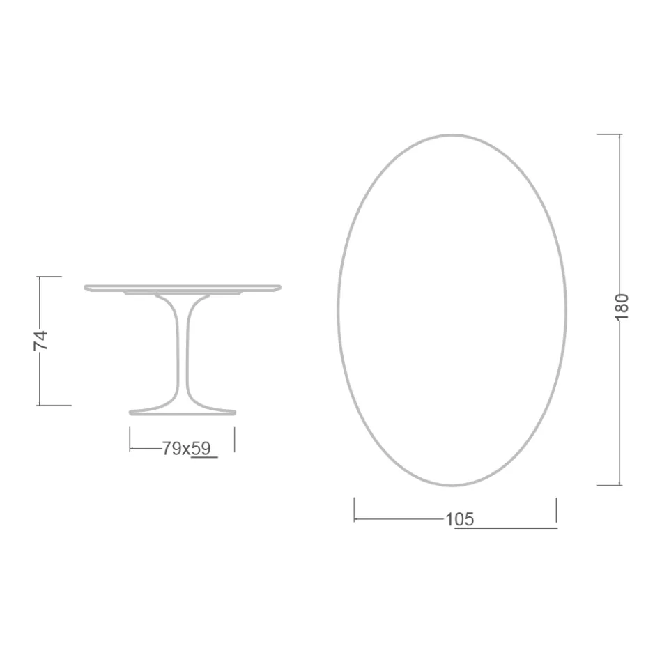 Eero Saarinen Tulpentisch H 74 Oval aus Moonè Keramik, hergestellt in Italien - Scharlachrot Viadurini