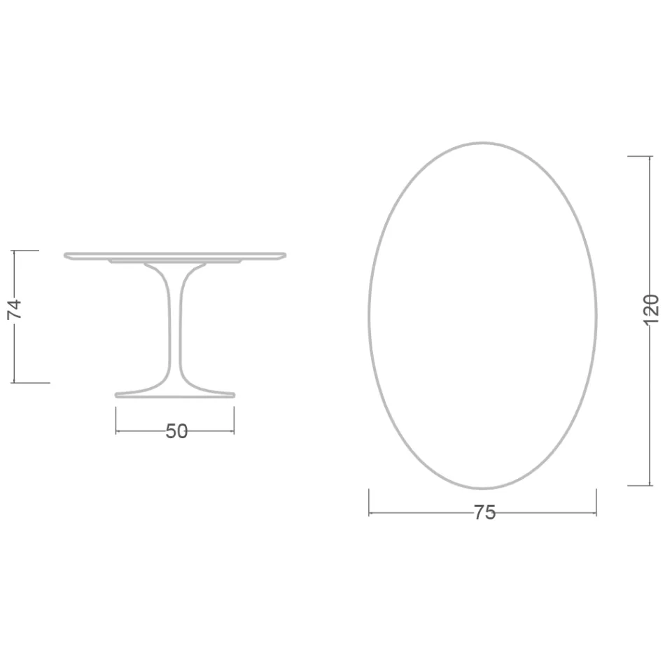 Eero Saarinen Tulpentisch H 74 Oval aus Moonè Keramik, hergestellt in Italien - Scharlachrot Viadurini