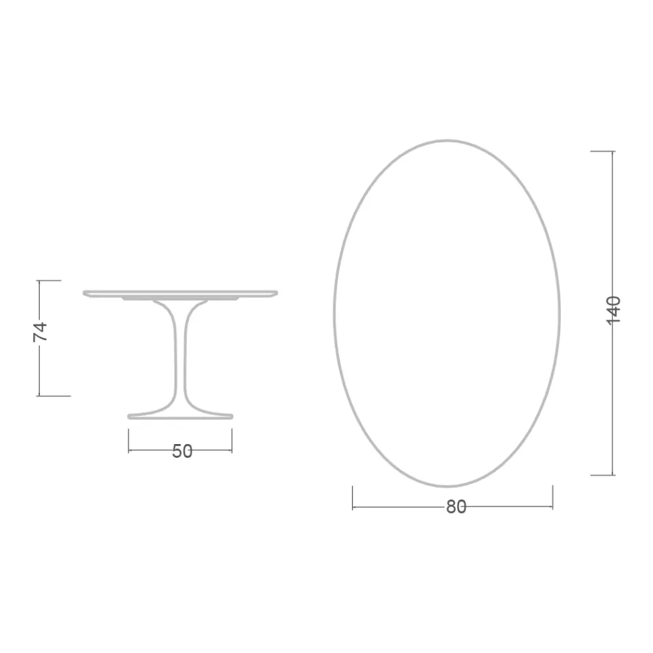 Eero Saarinen Tulip Tisch H 74 Oval aus Somnia Keramik, hergestellt in Italien - Scharlachrot Viadurini