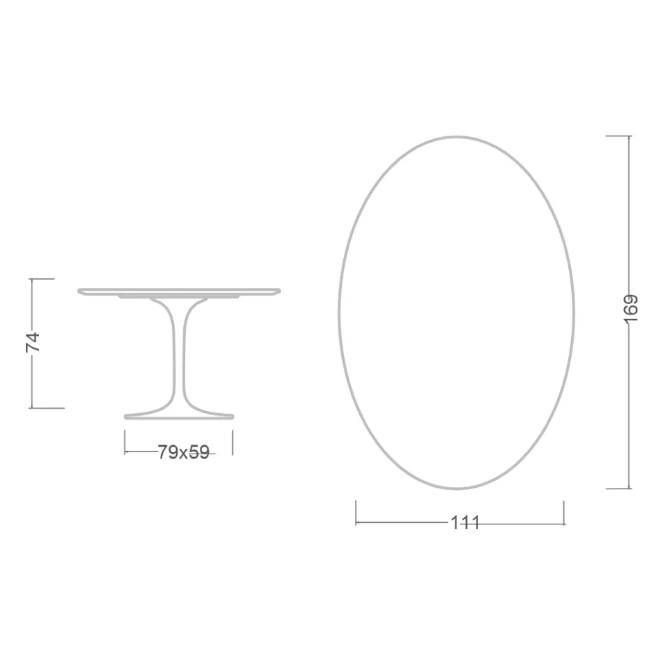 Eero Saarinen Tulip Tisch H 74 Oval aus Somnia Keramik, hergestellt in Italien - Scharlachrot Viadurini