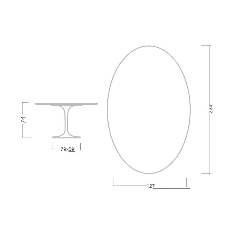 Eero Saarinen Tulip Tisch H 74 Oval aus Somnia Keramik, hergestellt in Italien - Scharlachrot Viadurini