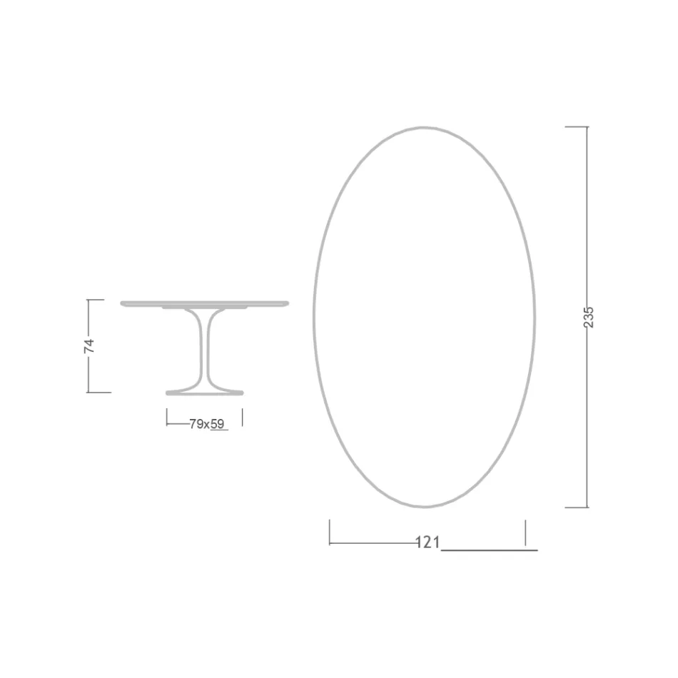 Eero Saarinen Tulip Tisch H 74 Oval aus Somnia Keramik, hergestellt in Italien - Scharlachrot Viadurini